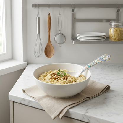 Floral Pattern Ceramic Spoon, Dessert and Soup Spoon for Everyday Dining