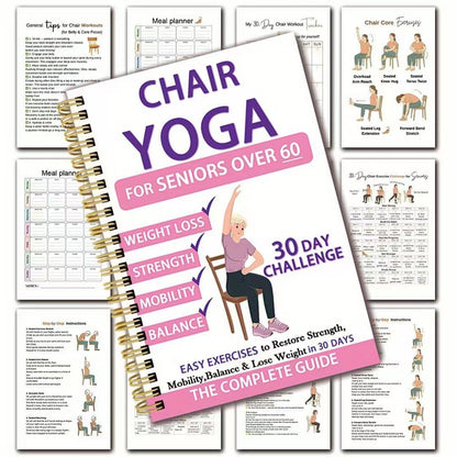 30-Day Chair Yoga Weight Loss Spiral-Bound Notebook & Step-by-Step Exercise Guide
