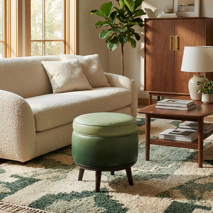 Mid-Century Round Ottoman Stool