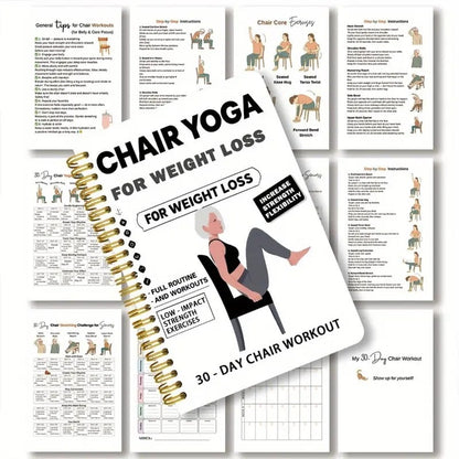 30-Day Chair Yoga Weight Loss Spiral-Bound Notebook & Step-by-Step Exercise Guide