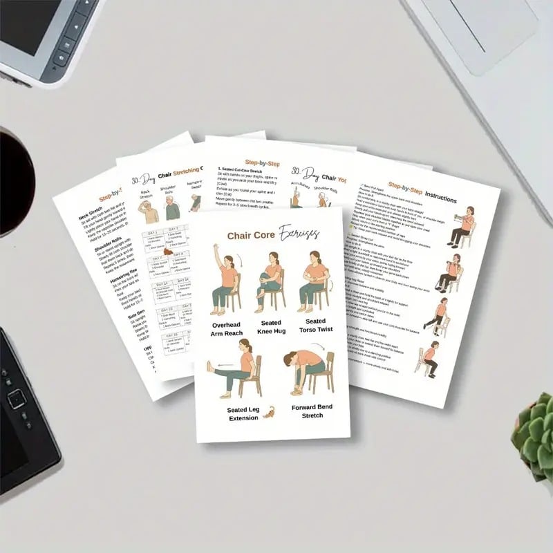 30-Day Chair Yoga Weight Loss Spiral-Bound Notebook & Step-by-Step Exercise Guide